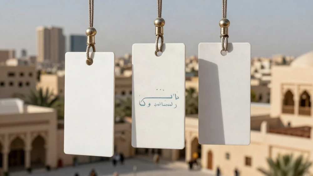 تصميم كروت تعليق الملابس جدة