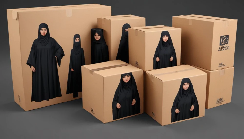 كراتين شحن عبايات مطبوعة بشعار